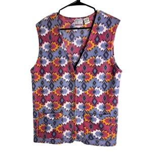 Vintage Multicolor Patterned Sleeveless Vest